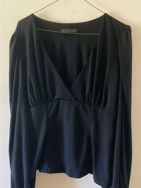 Le Femme en Noir Bishop Blouse In Black Size 2X